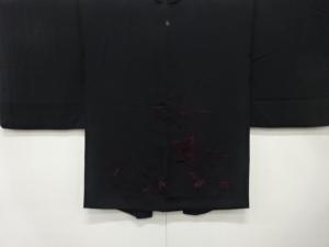 草花模様　刺繍　一つ紋　絵羽織